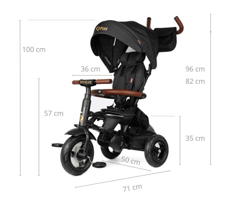 Qplay Qplay Rowerek Trójkołowy Rito Deluxe Rubber Black