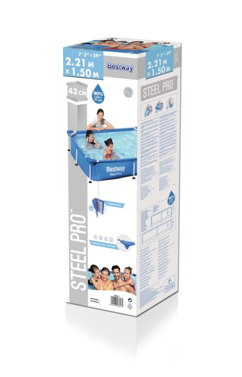 Bestway Bestway 56401 Basem stelażowy Steel Pro prostokątny 2.21m x 1.5m x 43cm