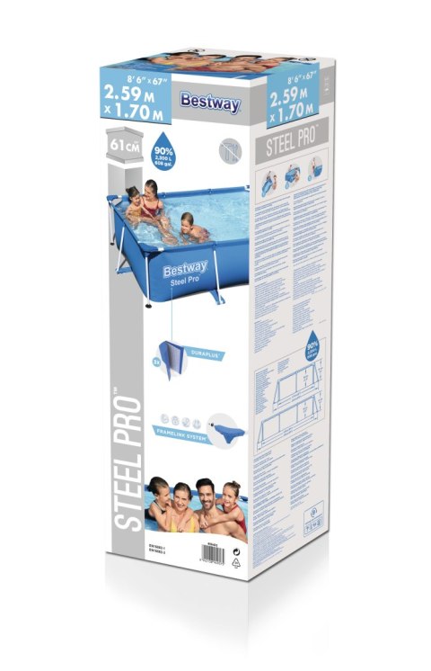 Bestway Bestway 56403 Basem stelażowy Steel Pro prostokątny 2.59m x 1.70m x 61cm