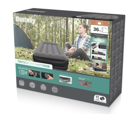 Bestway Bestway 671BT Materac dmuchany turystyczny z wbudowaną pompą powietrza Tritech Twin 1.91m x 97cm x 3