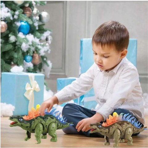 Luxma Dinozaur Stegozaur Interaktywny LED Dźwięk Chodzący dla dzieci zabawka