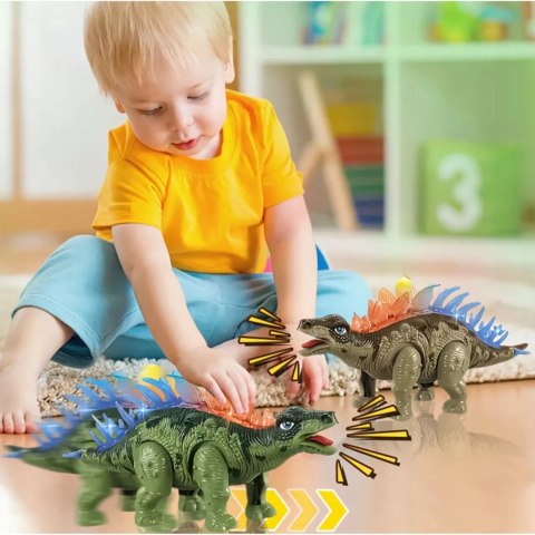 Luxma Dinozaur Stegozaur Interaktywny LED Dźwięk Chodzący dla dzieci zabawka