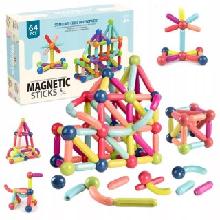Luxma Klocki Magnetyczne Konstrukcyjne dla dzieci zestaw edukacyjny 64 el.