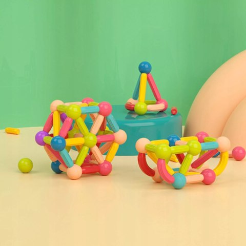 Luxma Klocki Magnetyczne Konstrukcyjne dla dzieci zestaw edukacyjny 64 el.