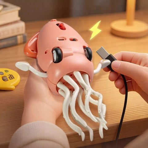 Luxma Tańcząca kałamarnica USB - Zabawka Interaktywna z Muzyką i LED + Wędka