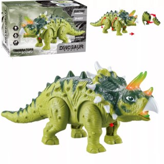 Luxma Dinozaur Interaktywny Triceratops Chodzący, Świecący, dla Dzieci Zielony