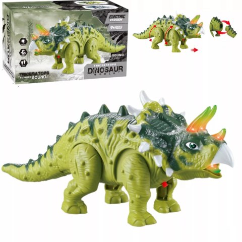 Luxma Dinozaur Interaktywny Triceratops Chodzący, Świecący, dla Dzieci Zielony