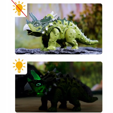 Luxma Dinozaur Interaktywny Triceratops Chodzący, Świecący, dla Dzieci Zielony
