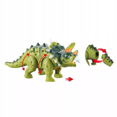 Luxma Dinozaur Interaktywny Triceratops Chodzący, Świecący, dla Dzieci Zielony