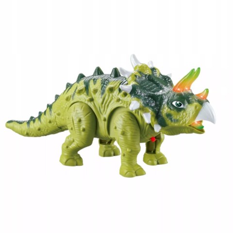 Luxma Dinozaur Interaktywny Triceratops Chodzący, Świecący, dla Dzieci Zielony