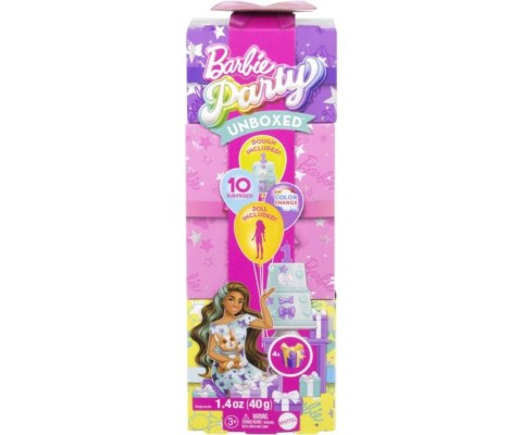 Mix Mattel JFG72 Barbie Party Unboxed Reveal - Zestaw 10 Niespodzianek z Lalką
