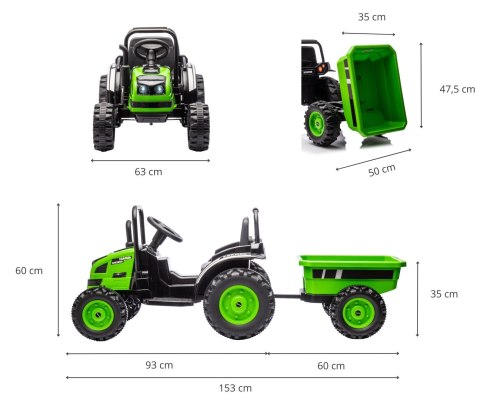 Milly Mally Milly Mally Pojazd na akumulator Traktor z przyczepą Farmer Green