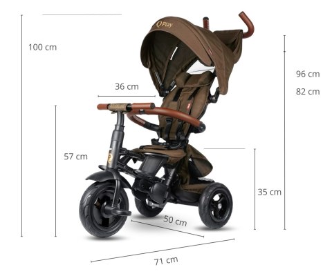 Qplay Qplay Rowerek Trójkołowy Rito Deluxe Rubber Brown