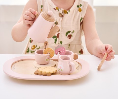 Viga Viga 44267 PolarB Drewniany zestaw do kawy i herbaty - pink