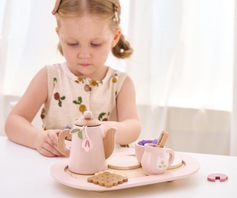 Viga Viga 44267 PolarB Drewniany zestaw do kawy i herbaty - pink