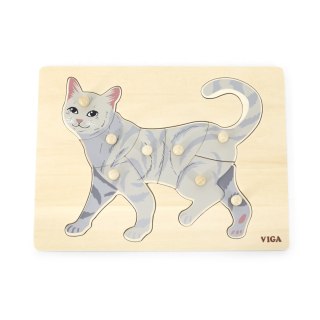 Viga Viga 44612 Puzzle na podkładce z uchwytami - Kot