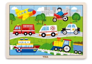 Viga Viga 51462 Puzzle na podkładce 24 elementy - pojazdy w mieście