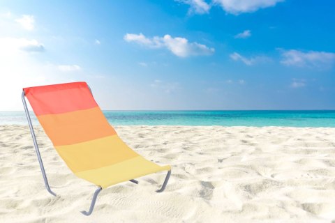 Leżak turystyczny plażowy składany OLEK - pomarańczowe pasy Leżak turystyczny plażowy składany OLEK - pomarańczowe pasy