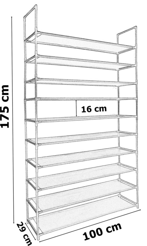 Półka na buty Mela - 50 par - czarna Półka na buty Mela - 50 par - czarna
