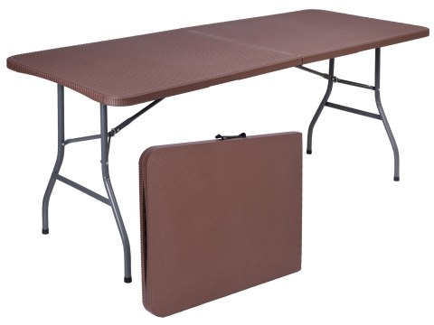 Stół cateringowy RATTAN składany w walizkę 180 cm brązowy Stół cateringowy RATTAN składany w walizkę 180 cm brązowy