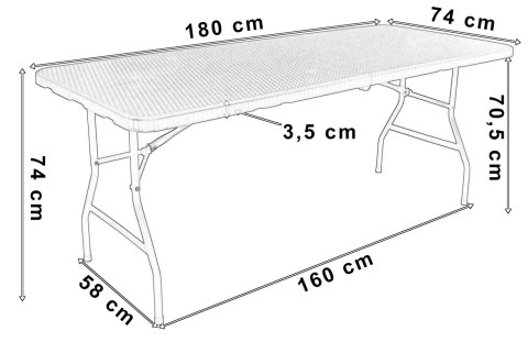 Stół cateringowy RATTAN składany w walizkę 180 cm brązowy Stół cateringowy RATTAN składany w walizkę 180 cm brązowy