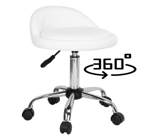 Taboret kosmetyczny fryzjerski LOMO biały Taboret kosmetyczny fryzjerski LOMO biały