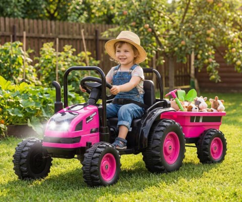 Milly Mally Milly Mally Pojazd na akumulator Traktor z przyczepą Farmer Pink