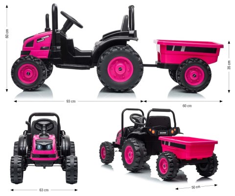 Milly Mally Milly Mally Pojazd na akumulator Traktor z przyczepą Farmer Pink
