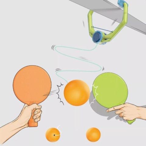 Luxma Ping Pong Podwieszany dla Dzieci i Dorosłych + 6 Piłek 2 Rakietki gra