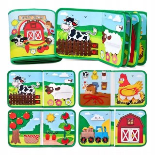 Luxma Sensoryczna filcowa książeczka dla dzieci farma zwierzątka na rzepy Montessori
