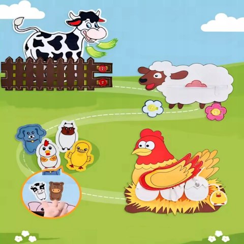 Luxma Sensoryczna filcowa książeczka dla dzieci farma zwierzątka na rzepy Montessori