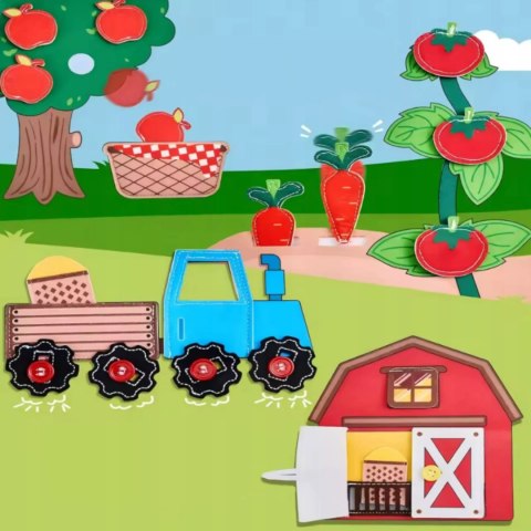 Luxma Sensoryczna filcowa książeczka dla dzieci farma zwierzątka na rzepy Montessori