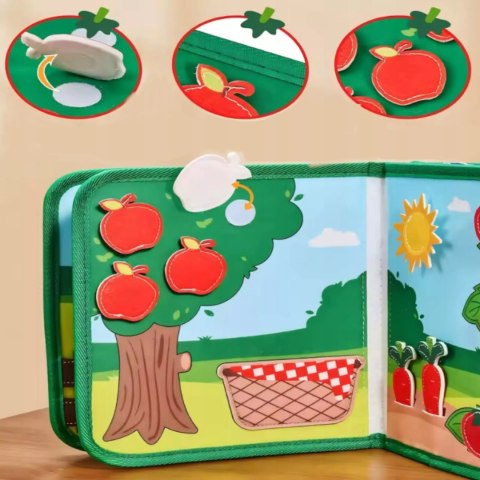 Luxma Sensoryczna filcowa książeczka dla dzieci farma zwierzątka na rzepy Montessori