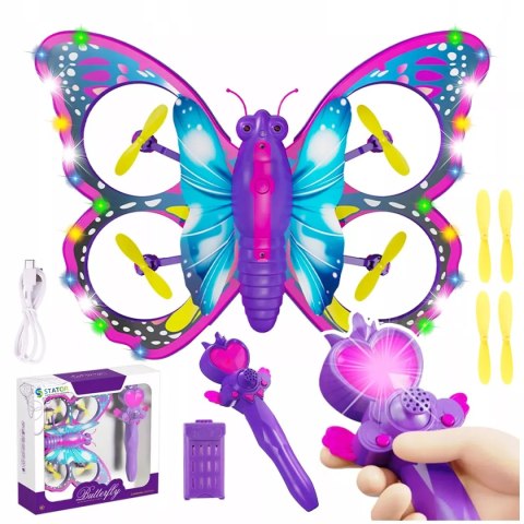Luxma Zdalnie sterowany fioletowy motyl RC latający pilot różdżka mini dron