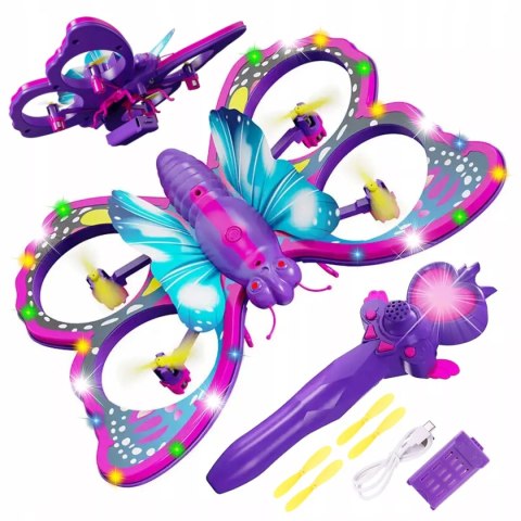 Luxma Zdalnie sterowany fioletowy motyl RC latający pilot różdżka mini dron