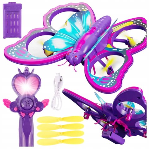 Luxma Zdalnie sterowany fioletowy motyl RC latający pilot różdżka mini dron