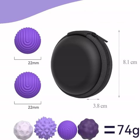 Luxma KULKI SENSORYCZNE Magnetyczne Antystresowe 4 sztuki Fioletowe z Etui