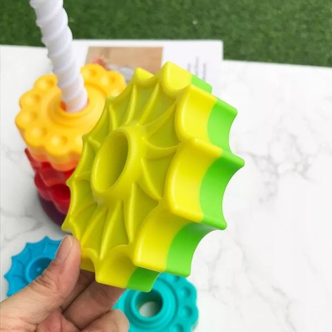 Luxma Tęczowa Wieża Piramida Montessori 6 Dysków Edukacyjna 40 cm