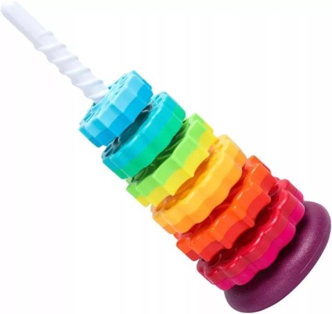 Luxma Tęczowa Wieża Piramida Montessori 6 Dysków Edukacyjna 40 cm