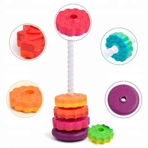 Luxma Tęczowa Wieża Piramida Montessori 6 Dysków Edukacyjna 40 cm