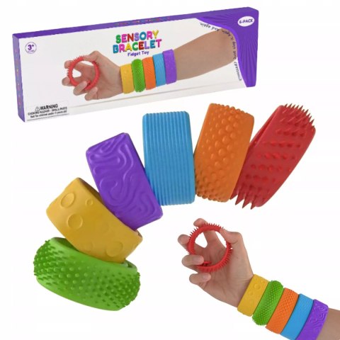 Luxma Komplet 6 kolorowych bransoletek sensorycznych antystresowych dla dzieci