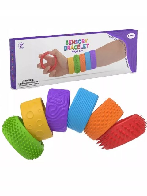 Luxma Komplet 6 kolorowych bransoletek sensorycznych antystresowych dla dzieci