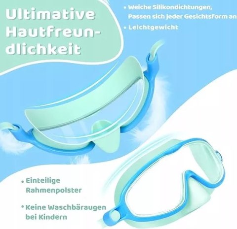 Luxma Okulary do pływania dziecięce z noskiem antyfog silikonowe 4-16 niebieskie