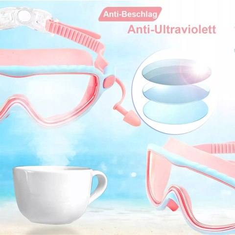 Luxma Okulary do pływania dziecięce z noskiem antyfog silikonowe 4-16 różowe