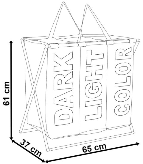 Trzykomorowy kosz na pranie TRIKO - 130L - czarny Trzykomorowy kosz na pranie TRIKO - 130L - czarny