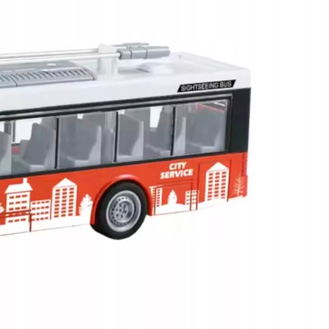 Luxma Duży czerwony trolejbus miejski otwierane drzwi dźwięki światła WY911A Luxma Duży czerwony trolejbus miejski otwierane drzwi dźwięki światła WY911A