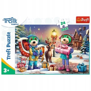 Trefl Puzzle 24 Maxi 24 el. Rodzina Treflików Zimowy czas z Treflikami 14360