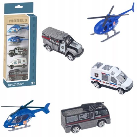 Luxma Zestaw pojazdów policyjnych 3 wozy i 2 helikoptery 6134 Luxma Zestaw pojazdów policyjnych 3 wozy i 2 helikoptery 6134