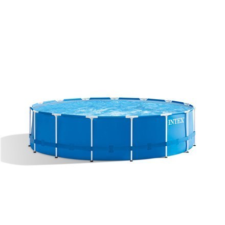 Zestaw basenowy Intex | Metal Frame z pompą filtrującą, drabinką bezpieczeństwa, ściereczką do podłoża, pokrywą | Niebieski Zestaw basenowy Intex | Metal Frame z pompą filtrującą, drabinką bezpieczeństwa, ściereczką do podłoża, pokrywą | Niebieski
