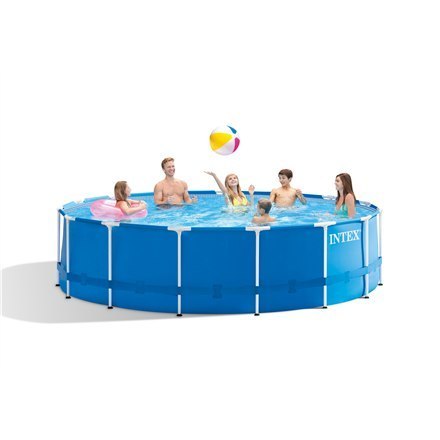 Zestaw basenowy Intex | Metal Frame z pompą filtrującą, drabinką bezpieczeństwa, ściereczką do podłoża, pokrywą | Niebieski Zestaw basenowy Intex | Metal Frame z pompą filtrującą, drabinką bezpieczeństwa, ściereczką do podłoża, pokrywą | Niebieski